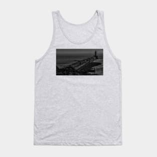 Monochrome Tynemouth Pier And Lighthouse Tank Top